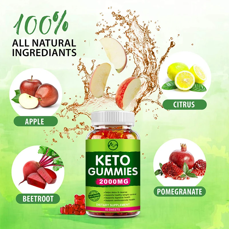 MUTSWEET Keto Gummies Ketone Fat Burner 2000Mg Green Apple Cider Vinegar Bear Sweets Weight Loss For Adults Improve Immune
