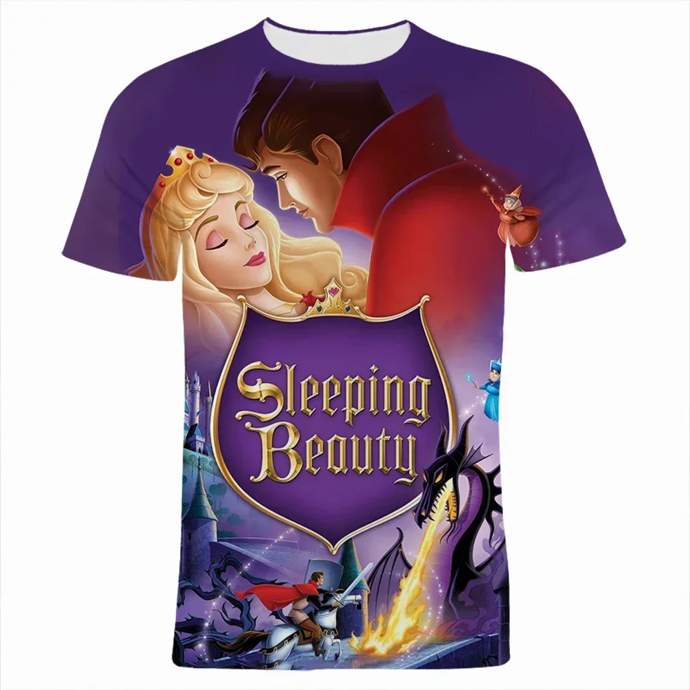 2024 summer Disney anime Sleeping Beauty 3d print T-Shirts Cartoon Maleficent 3D Print Men Women Fashion T-Shirt Kids Tees Tops