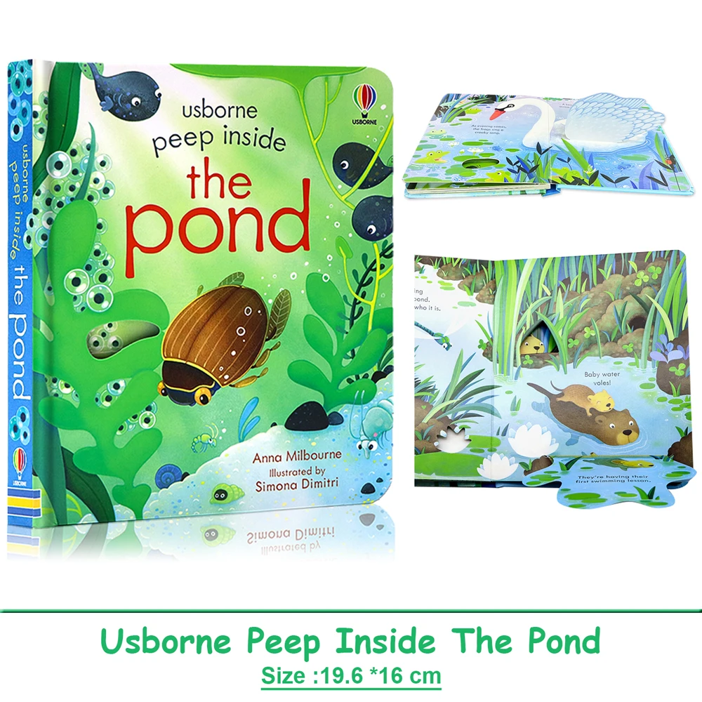 

Usborne Peep Inside The Pond 3D клапана английская книга для детей детская интерактивная книга с картинками для раннего образования