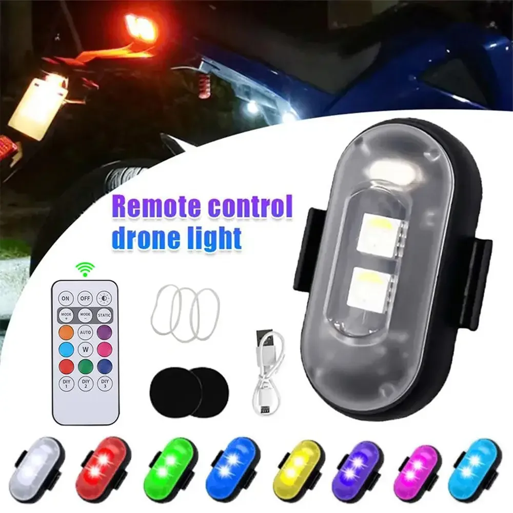 1-10PCS Motorcycle LED Aircraft Strobe Lights Drone Anti-collision Warning Lamp Flash Indicator With Wireless Remote Control