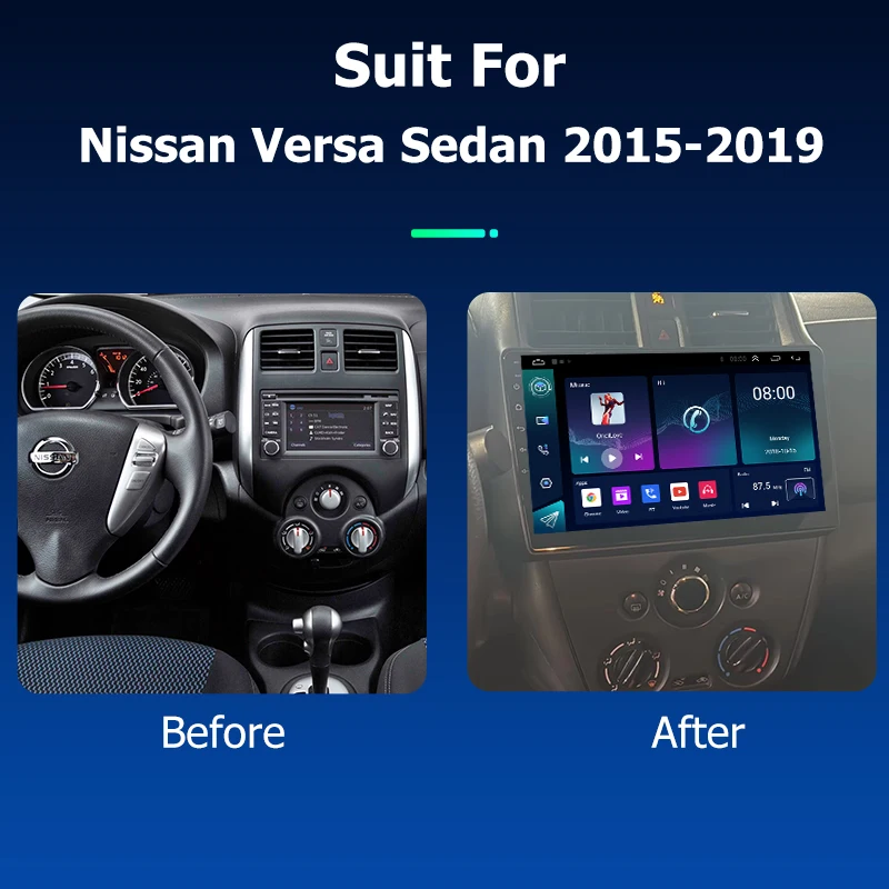 roadivox Android car radio for Nissan Versa Sedan 2015 2019 stereo GPS Navigation video Multimedia Player tape recorder  carplay