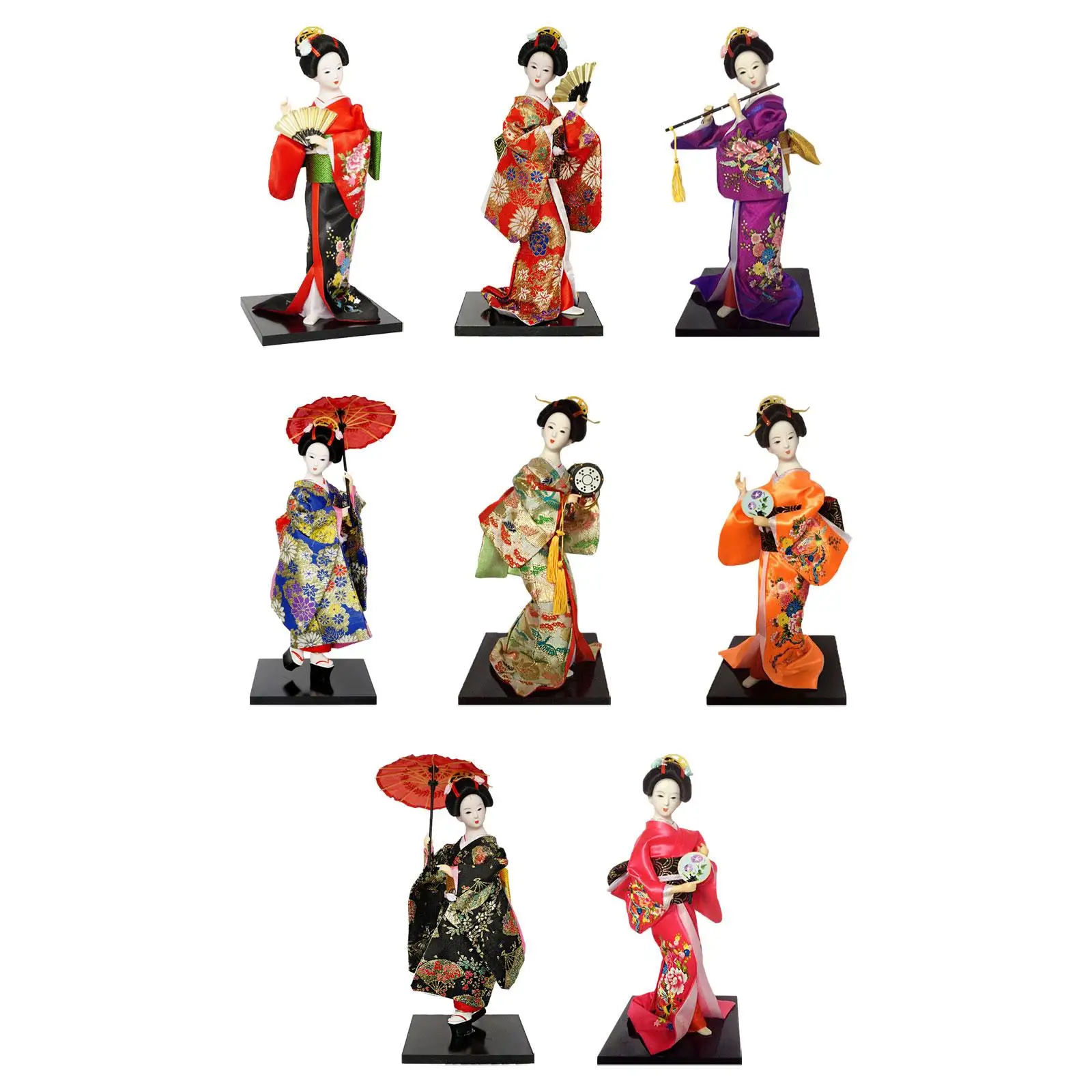 Collectible Figurine Ornament Miniatures Japanese Kimono Geisha Doll Asian Statue for Bedroom Farmhouse Home Office Birthday