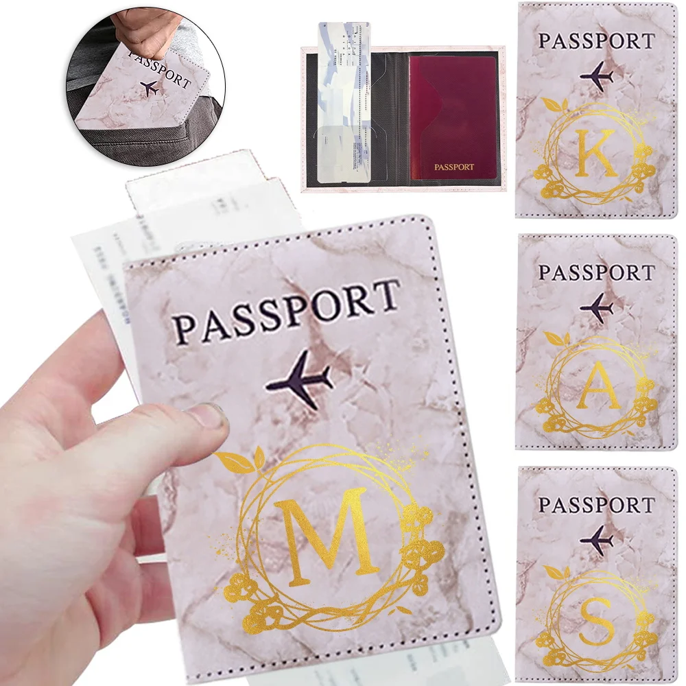 

Wreath Letter Passport Cover Holder Organizer Protective Card Case ID Document Passport Wallet Travel Credit Card Holder