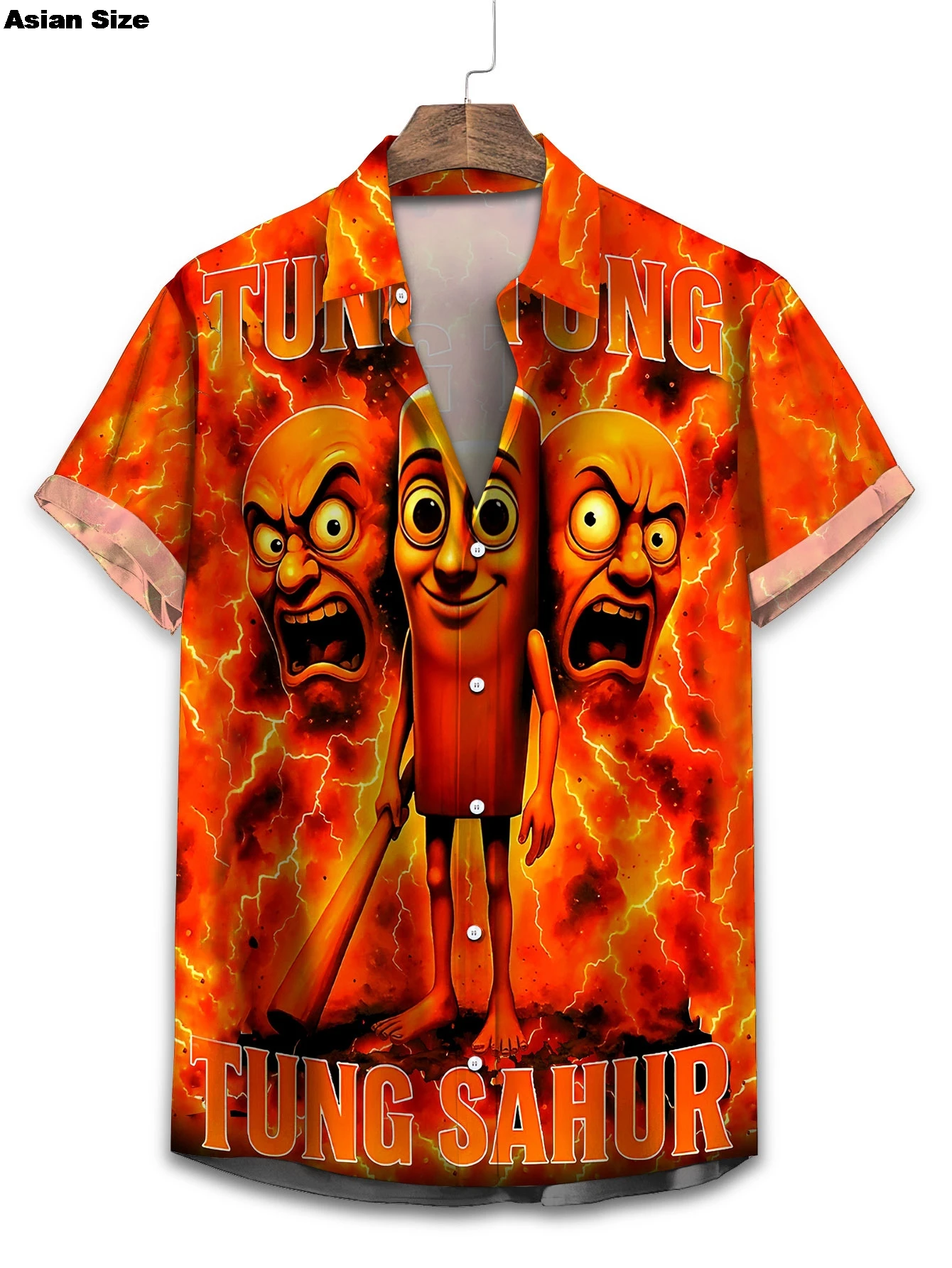 Funny AI Gag Gifts Tung Tung Tung Sahur 3D Printed Hawaiian Shirts For Men Clothes Support Custom Beach Shirt Party Blouses Tops