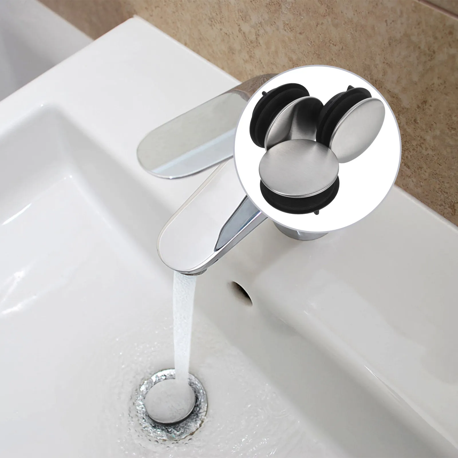 

3Pcs Stainless Steel Sink Hole Cover Kitchen Bathroom Faucet Soap Dispenser Blanking Plug Modern Rustproof Odor Blocking