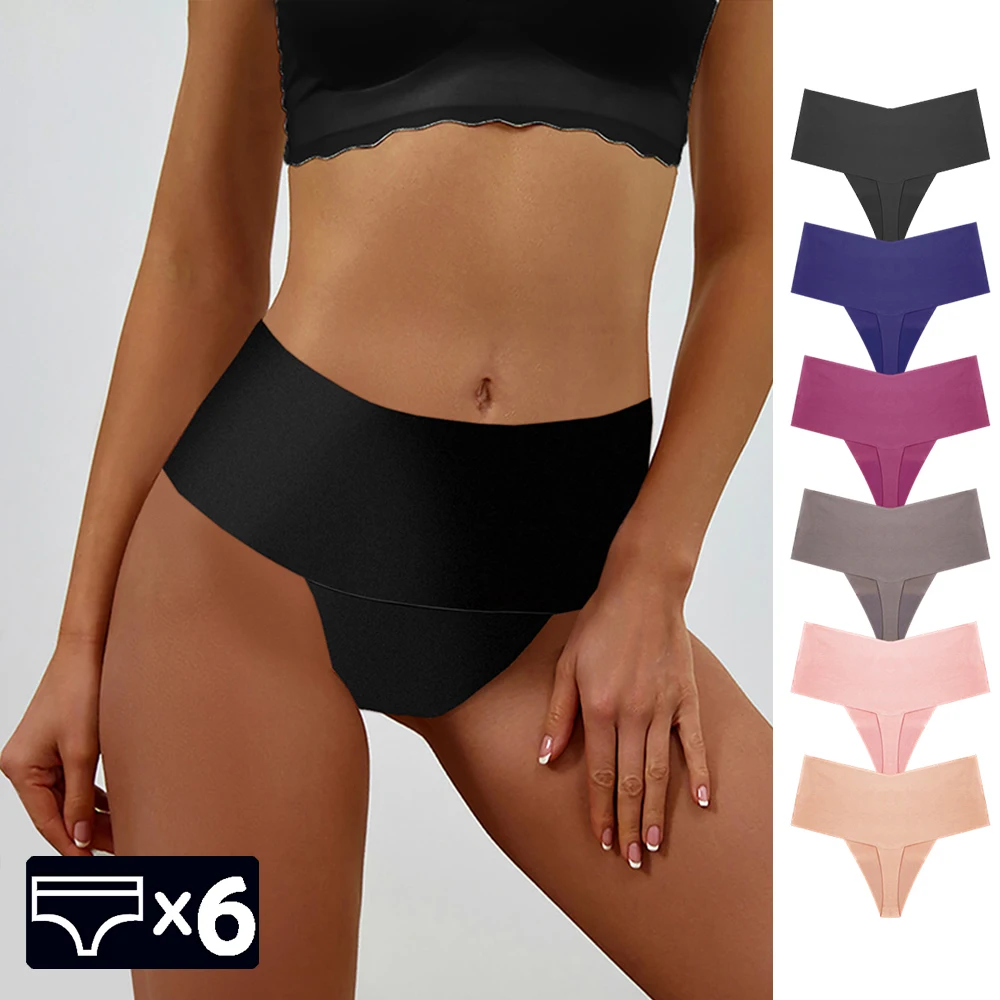 

6 шт./комплект, женские бесшовные трусики-стринги