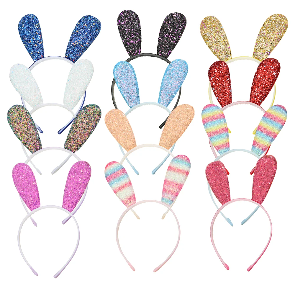 

Bunny Ear Headbands Glitter Shiny Long Ears Hairband Rabbit Headband Shiny Glitter Hair Hoops for Women and Girls