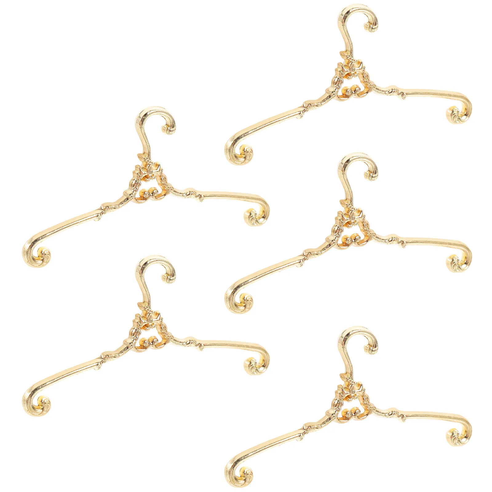 

5Pcs Miniature Iron Clothes Hangers Sturdy Small Hangers for Mini Closet Wardrobe Clothes Hanging Mini Supplies