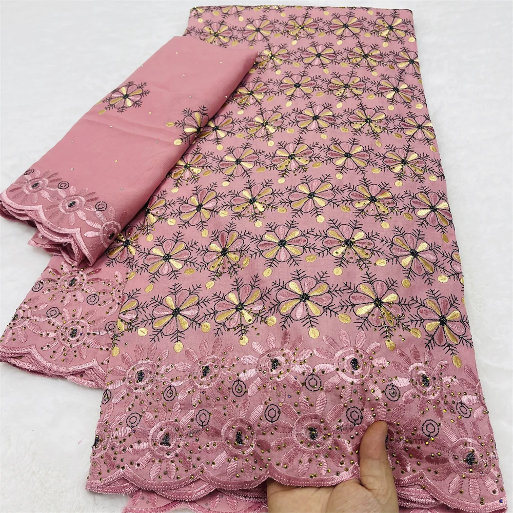 

Швейцарская вуаль, хлопковая кружевная вышивка с камнями, швейцарская кружевная ткань, высокое качество, африканское кружево 5 + 2 ярда для женского платья