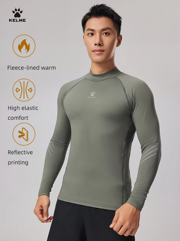 Kelme abbigliamento Fitness da uomo con collo medio autunno e inverno indumento a compressione caldo imbottito palestra sport top a maniche lunghe