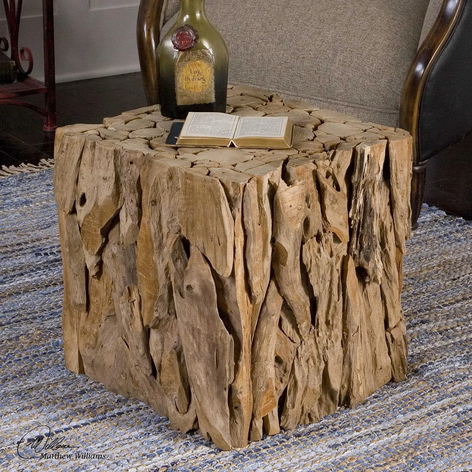 

Root Bunching Cube Teak Side Table Customized