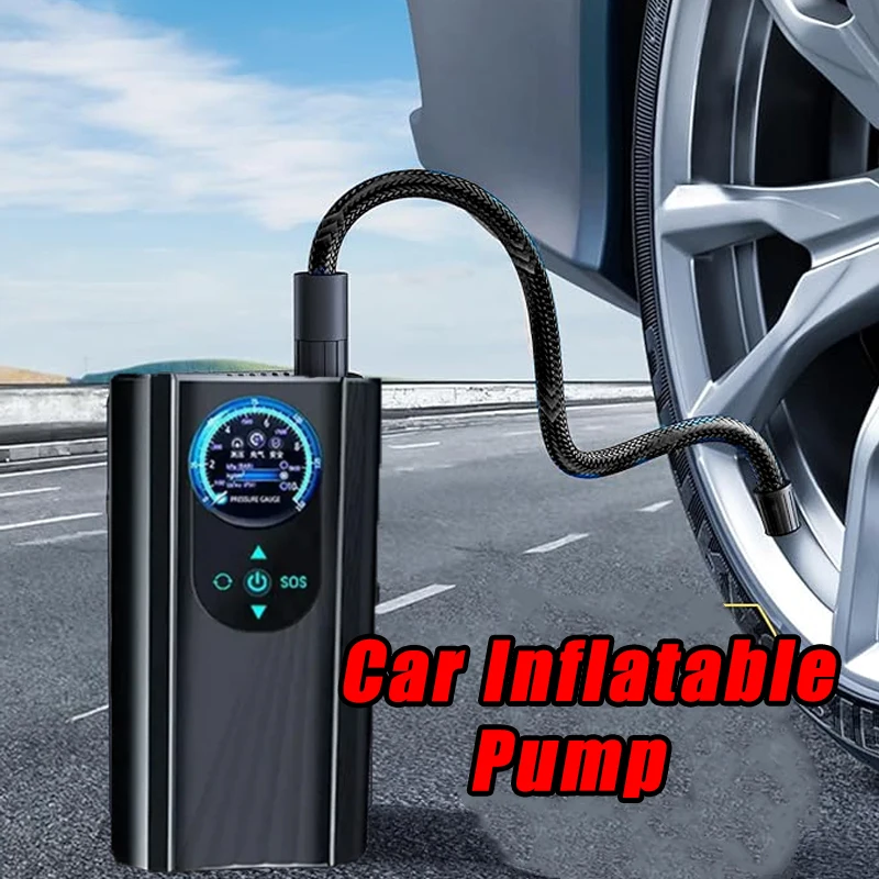 Electric Air Pump Motorcycle Air Compressor Quick Inflating Handheld High Precision Tyre Inflator for Auto