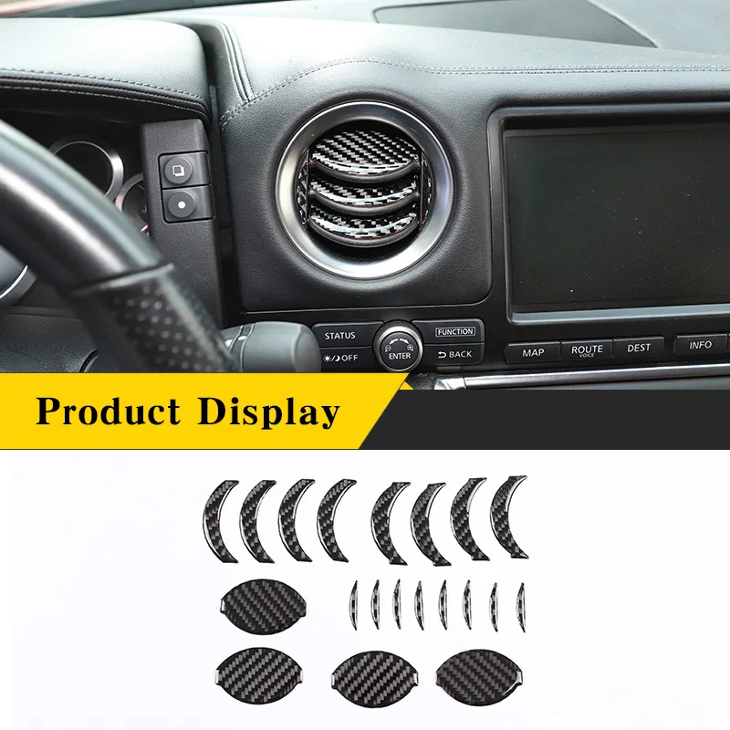 

For Nissan GTR R35 2008-2016 Real Carbon Fiber （Soft Car Central Control Air Outlet Panel Frame Sticker Car Interior Accessories