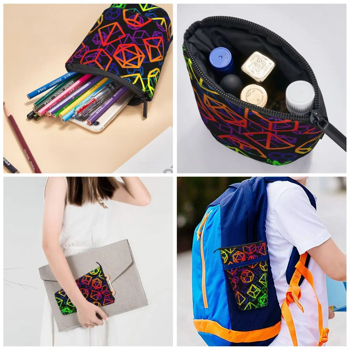 D20 Dice Pen Box Student School Zipper Pen Bag Child Stationery Bag Pencase Vertical Retractable Pencil Case