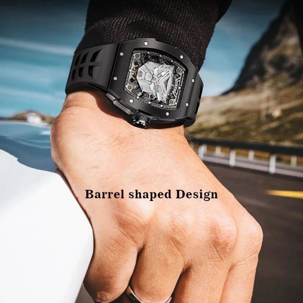 BEXEI 9119 Automatic mechanical men watch CO-BRANDING Transformers 80 Hours Power Barrel shaped Sapphire Mirror luminous Watch