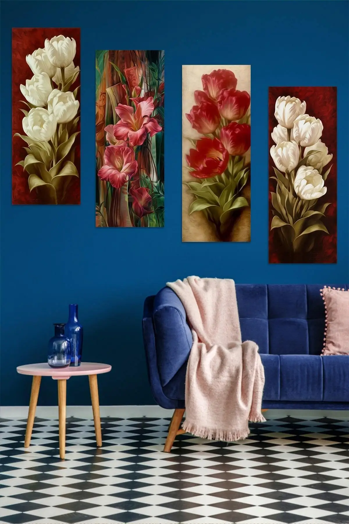 4-piece floral Mdf table