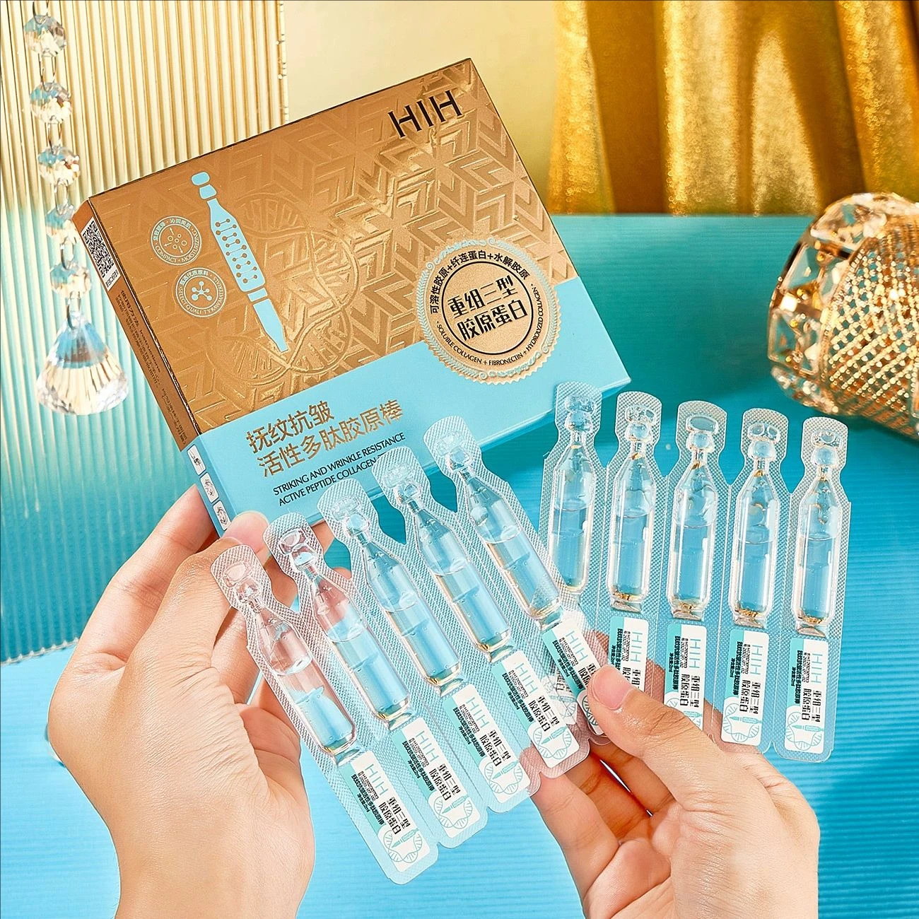 10Pcs Set Active Peptide Collagen Anti Wrinkle Firming Essence Anti-aging Light Lines Serum Liquid Beauty Salon Kit Skin Care