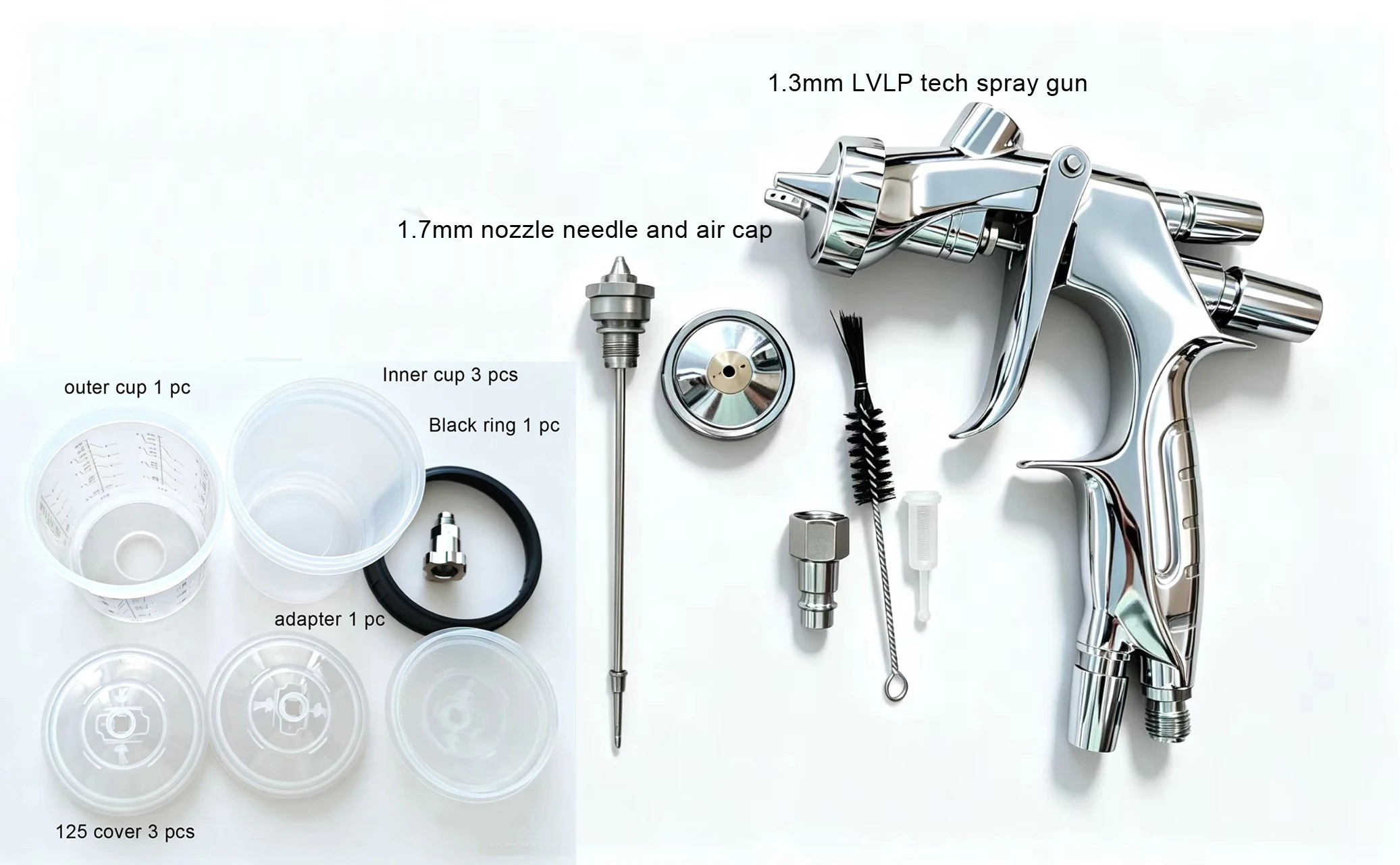 W800 Car refinish paint spray gun 1.3mm 1.7mm LVLP air spray gun disposable cup