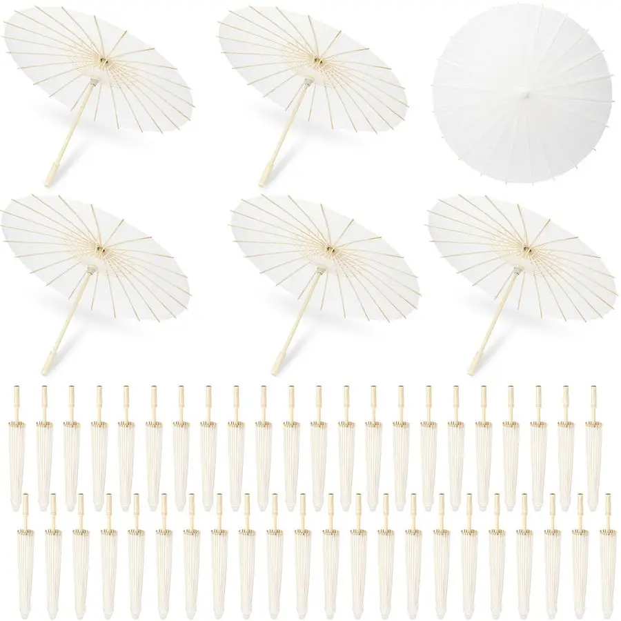 

6 12 24 50 Pack 23.6 Inch Small White Paper Umbrellas Chinese Japanese Parasol Oiled Paper Decorative Umbrellas DIY Painting Par