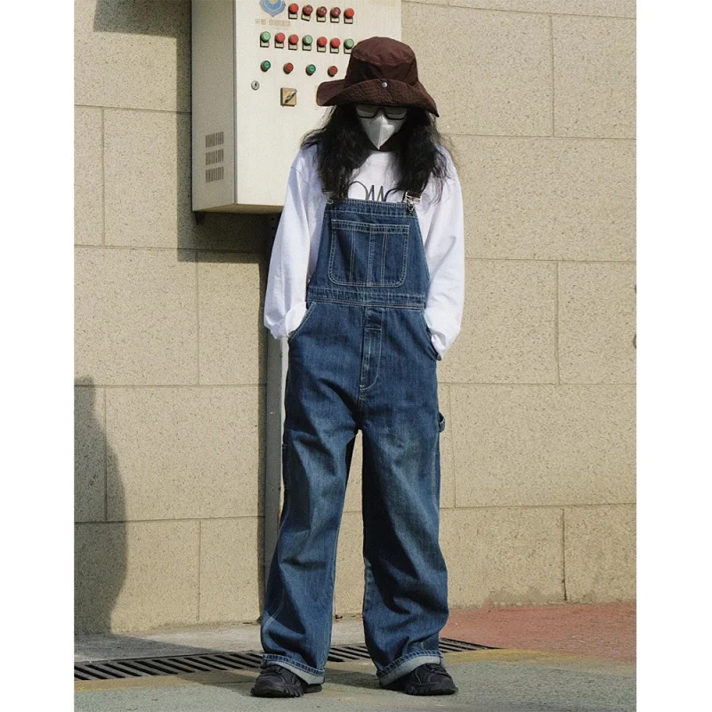 

Early Autumn New Retro Workwear Overalls Adjustable Shoulder Straps Loose Wide-Leg Casual Slimming Long Pants Women Tr