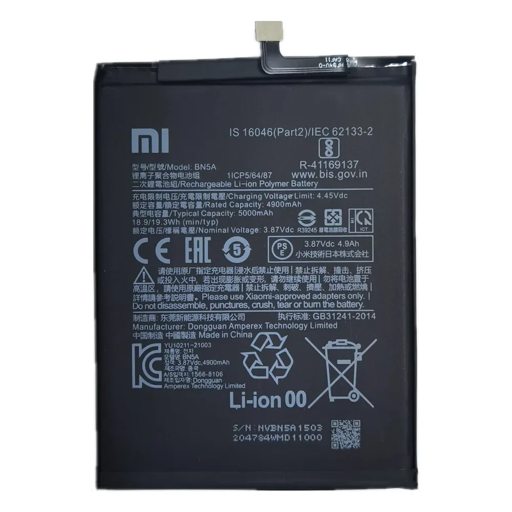 2024 Years BN5A Original Battery For Xiaomi POCO M3 Pro 5G / Redmi Note 10 5G High Capacity 5000mAh Battery Bateria + Tools