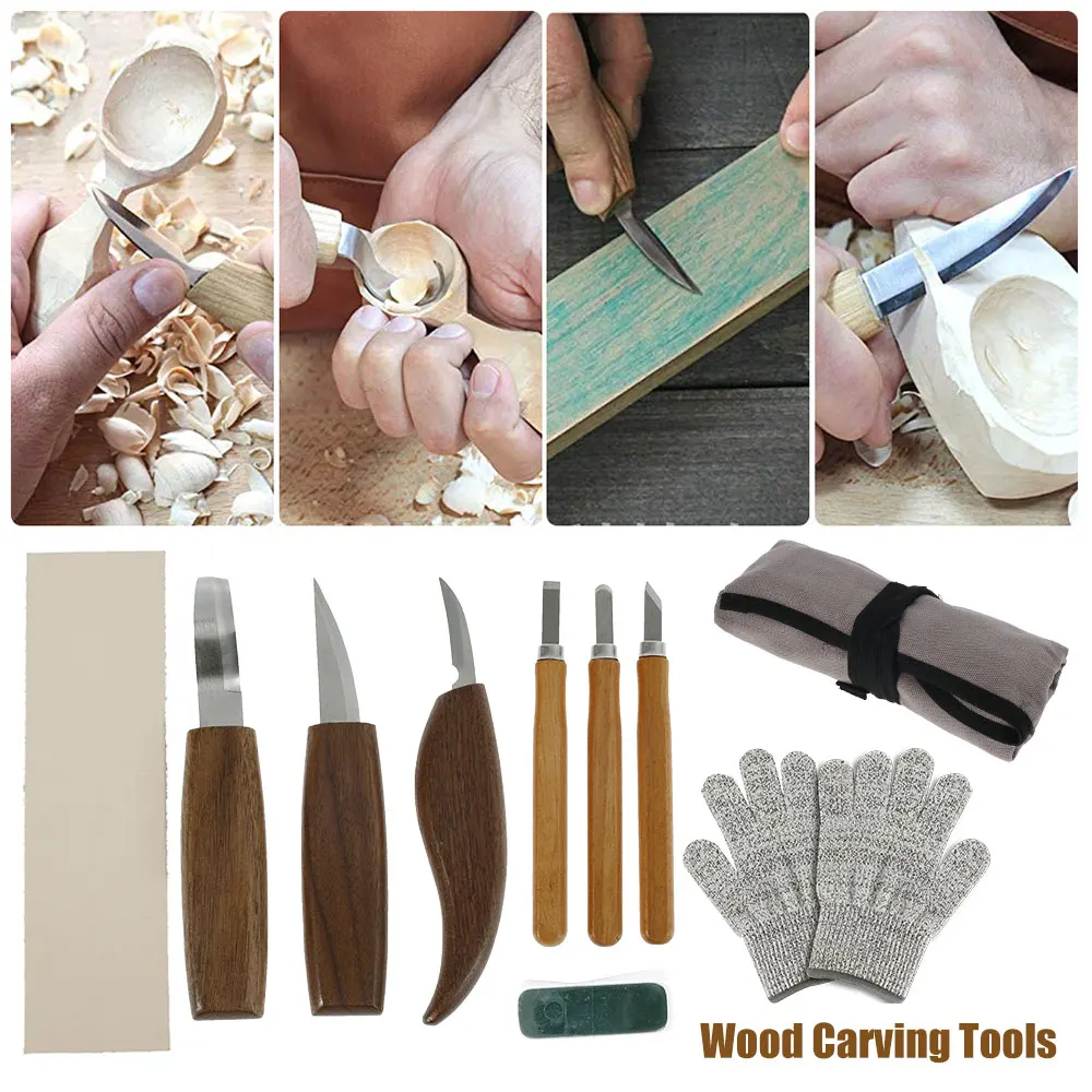 Carving Chisel Cutter Kit Ergonomic Woodworking Whittling Cutter Gouges Tools Set for Carpenter DIY Craft Beginners Enthusiastic