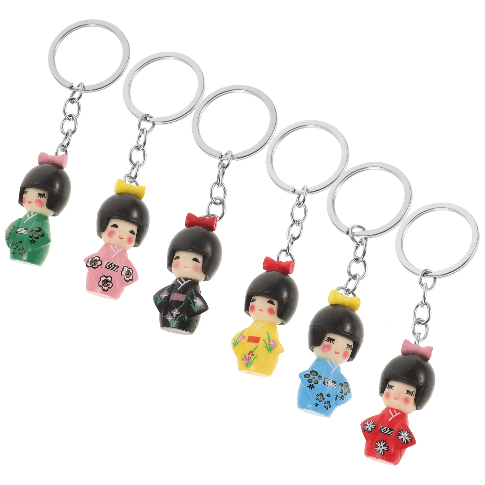 6 Pcs Key Chain Bag Hanging Decor Japanese Style Kids Toys The Tote Hand Crank Cartoon Pendant Japanses Plastic Child for Girls