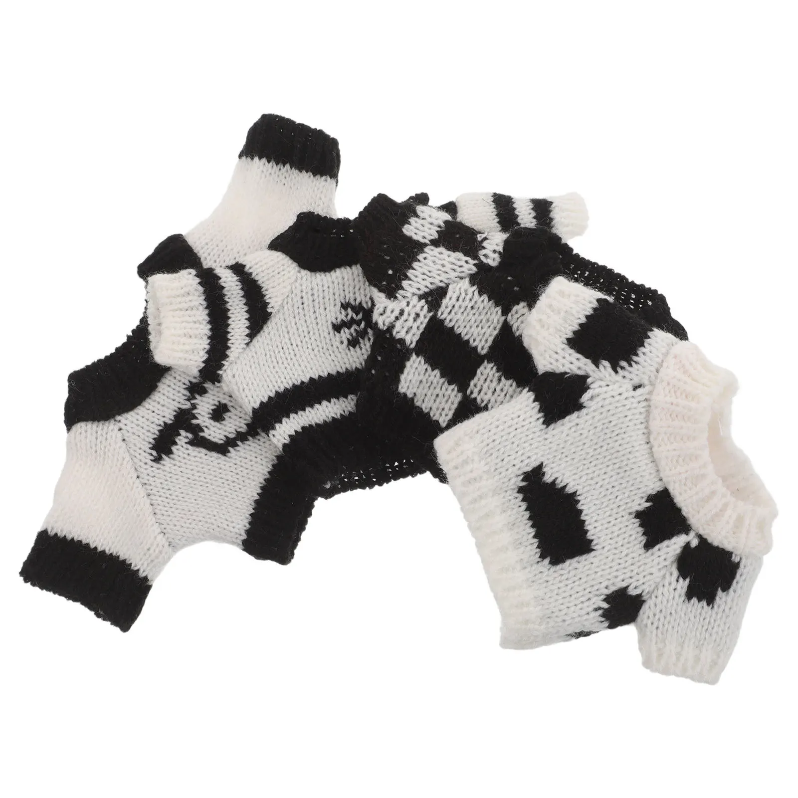 ชุดเสื้อผ้ากอธิคสีดำขาว 4 ชิ้น สำหรับตุ๊กตาหมีขนาด 30 ซม. ชุดฤดูหนาวสำหรับตกแต่งบ้านตุ๊กตา ของเล่นเสื้อผ้าตุ๊กตา