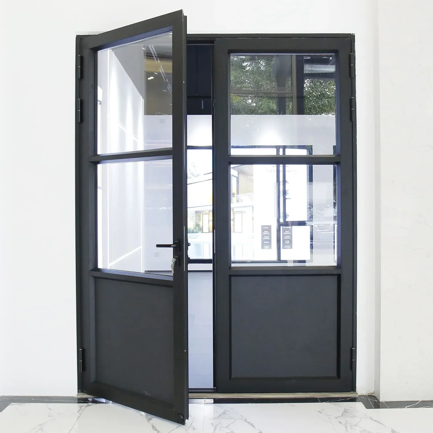 Puerta abatible insonorizada de estilo francés para casa, Material de construcción de aleación de aluminio, rotura térmica de vidrio, nuevo diseño