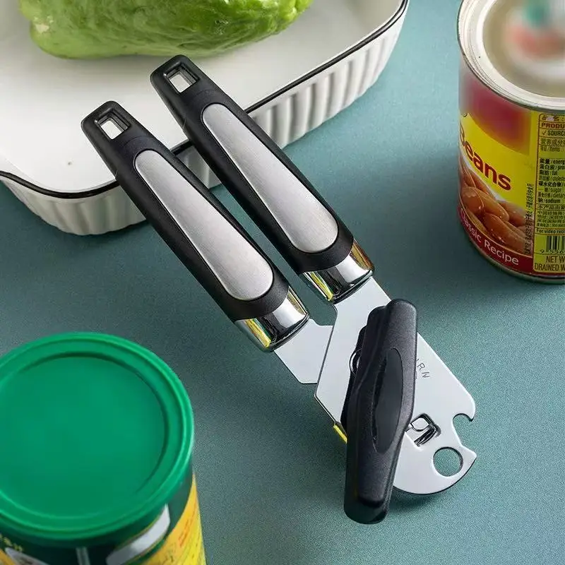 Abridor de Latas Multifuncional em Aço Inoxidável, Abridor de Garrafas Manual Poderoso, Ferramenta para Abrir Latas em Casa.