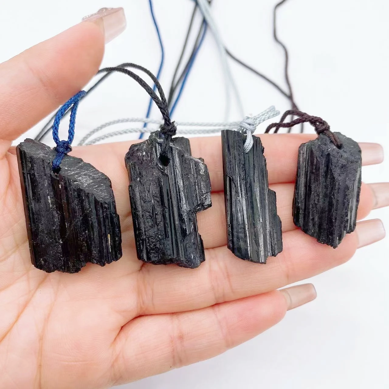 Natural Black Tourmaline Pendant Crystal Irregular Black Stone Necklace Raw Gemstone Home Decoration Jewelry Specimen Gift