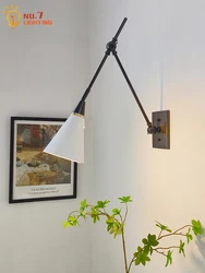 American Luxury Athena Caldernne Brass Black Wall Lamp LED E14 Swing Arm Adjustable Wall Sconces Kitchen Island Study Bedroom