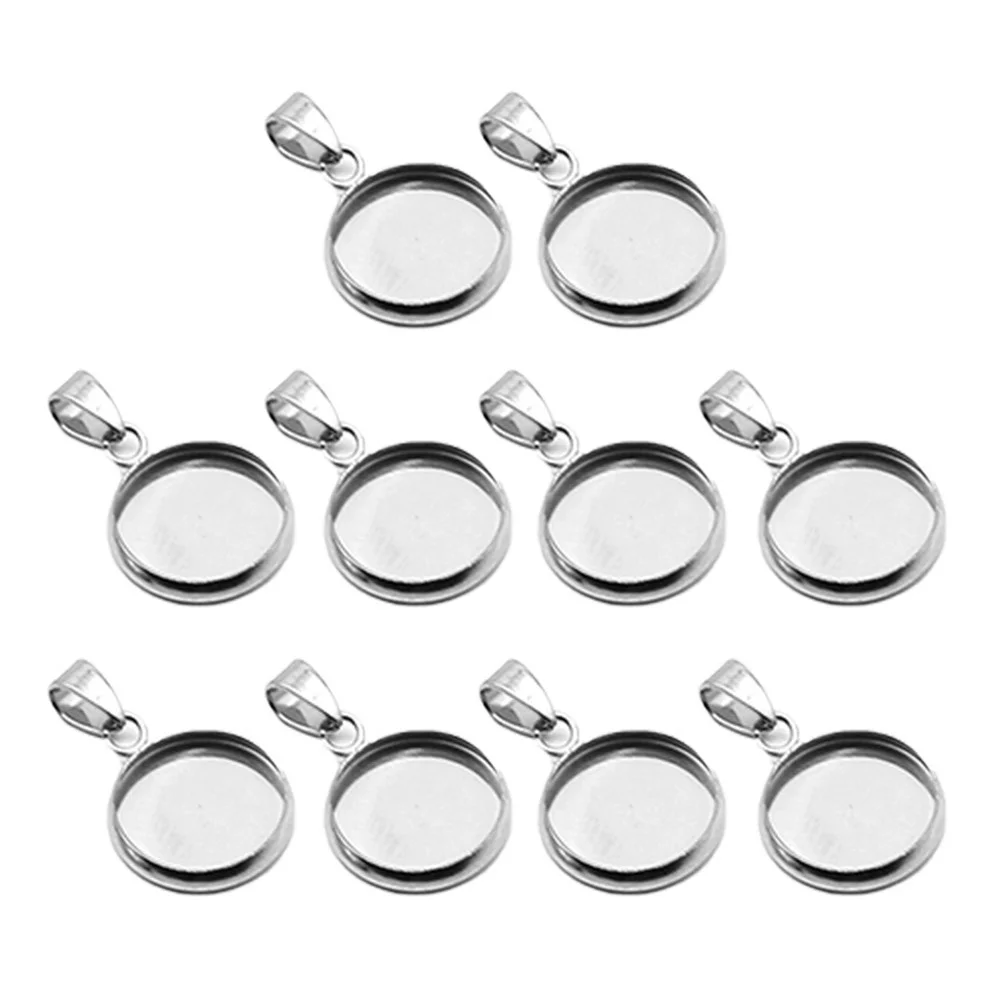 

20 Pcs Earring Backs Sterling Silver Necklace DIY Pendant Holder Pendants Round Cork Base Jewelry