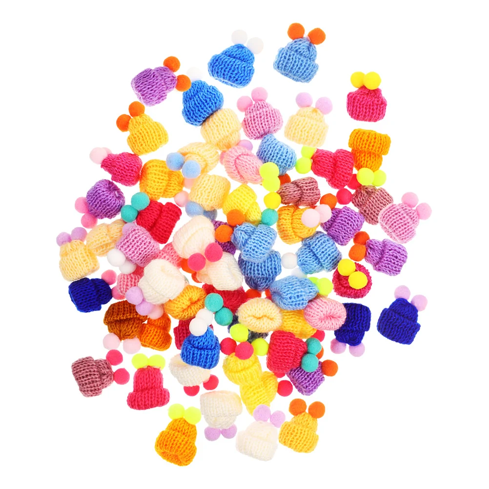 100 pezzi mini cappelli con pompon piccoli accessori per maglieria in filato di lana ornamenti artigianali fai da te riutilizzabili piccoli cappelli in filato intrecciato