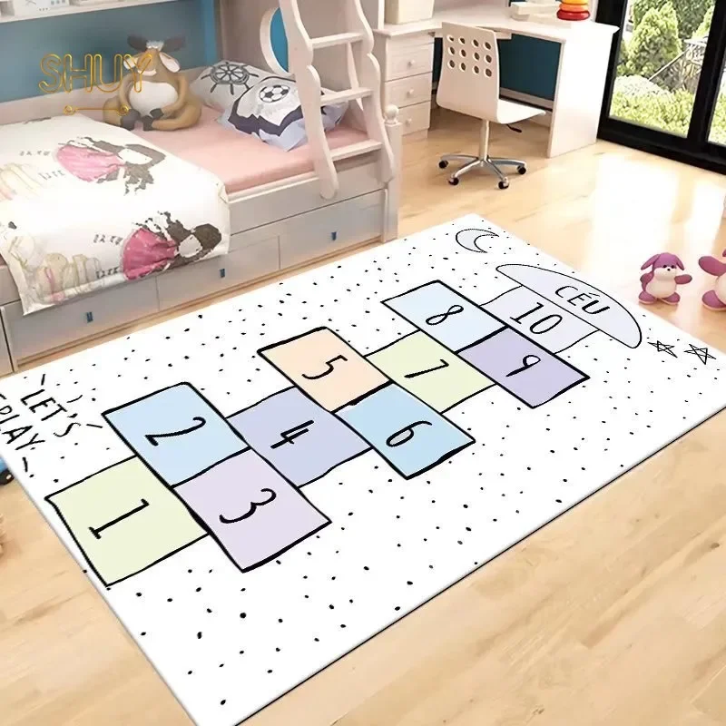 

Hopscotch Funny Kids Carpet Game Cartoon Carpets for Children Home Entertainment Living Room Lounge Stain-resistant Non-slip Rug