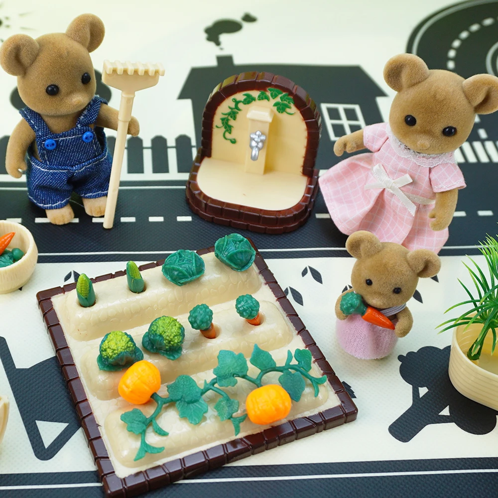 Forest Animal Family 1/12 Dollhouse Furniture Bedroom Kitchen Bathroom Set Miniature Simulation Dolls Accessories DIY Toys Girls