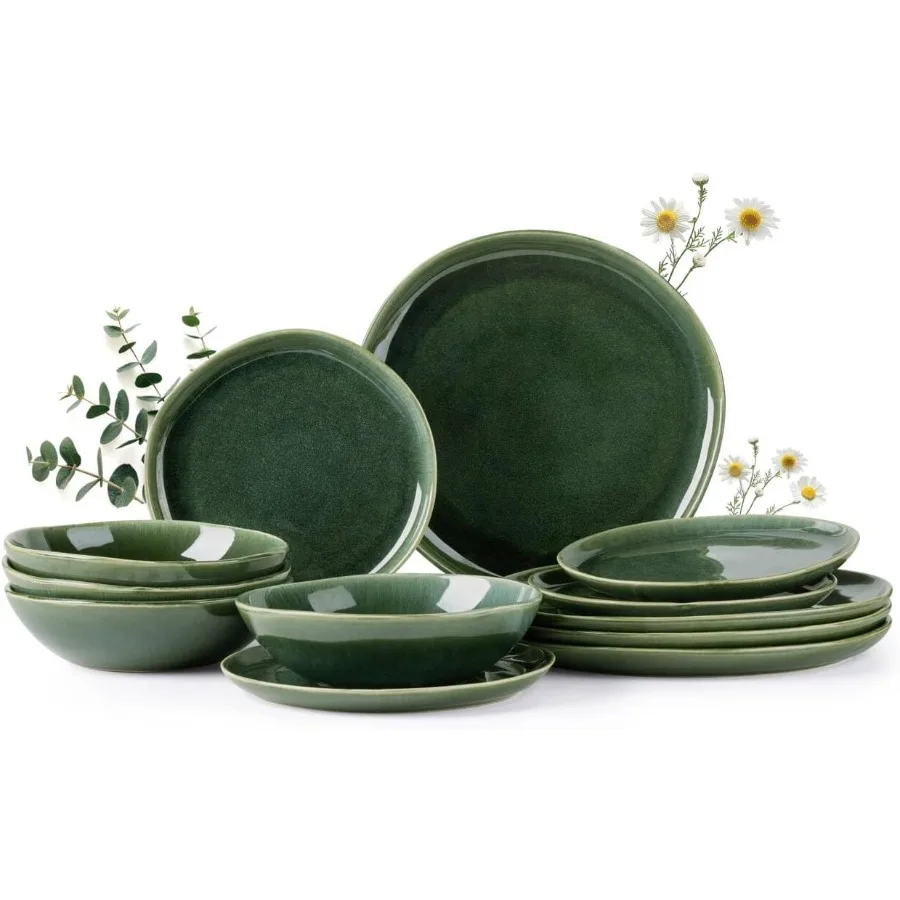 

Наборы керамической посуды ручной работы с реактивной глазурью для повседневной столовой и особых случаев, устойчивые к сколам и трещинам.