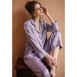 Solid Classic Elegant Fashion European and American Style Women's Homewear Spring Autumn 2024 New Lounges Female Y2k Pajamas