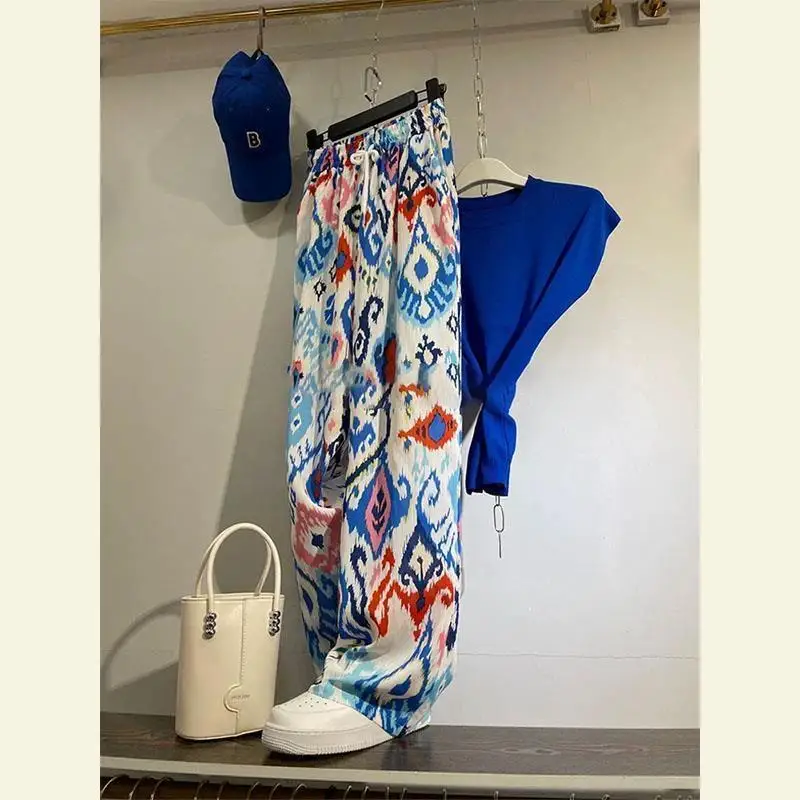 Pantalon de loisirs imprimé graffiti coloré d'individualité rétro