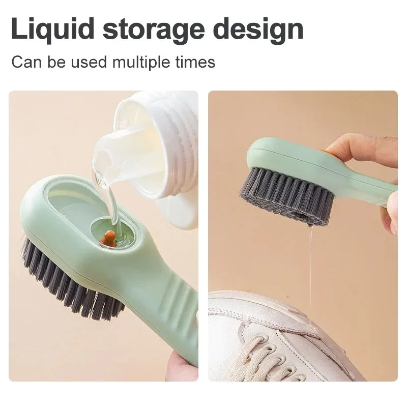 Multifunction Cleaning Shoe Brush Soft Automatic Liquid Shoe Brush Long Handle Clothes Soap Brush With Hook Clean Tool