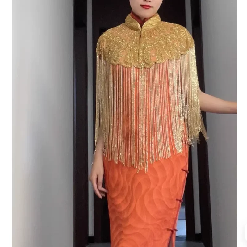 

Cheongsam Ancient Style Tassel Wedding High-end Dress Shawl