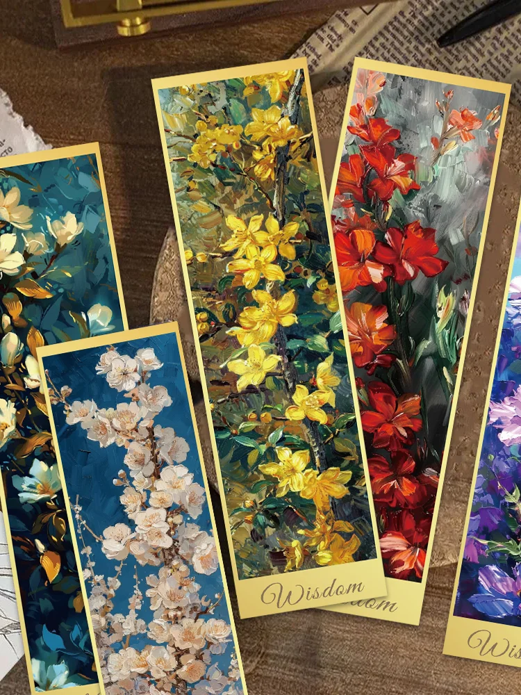 

30pcs Vintage flower painting bookmarks Reading pages Annotated book marks students create gift paper cards with classical texts