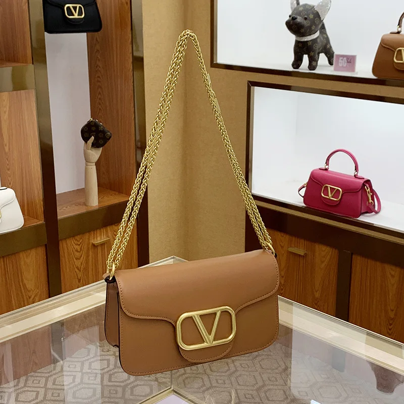 Women's Calf leather handbag chain one-shoulder crossbody bag new fashionable and versatile high-quality women's bag image 4