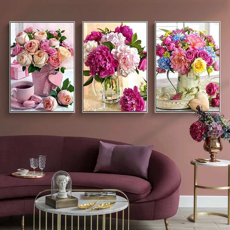 Fiore 5D pittura diamante fai da te diamante ricamo Bouquet rosa strass mosaico punto croce regalo fatto a mano decorazioni per la casa