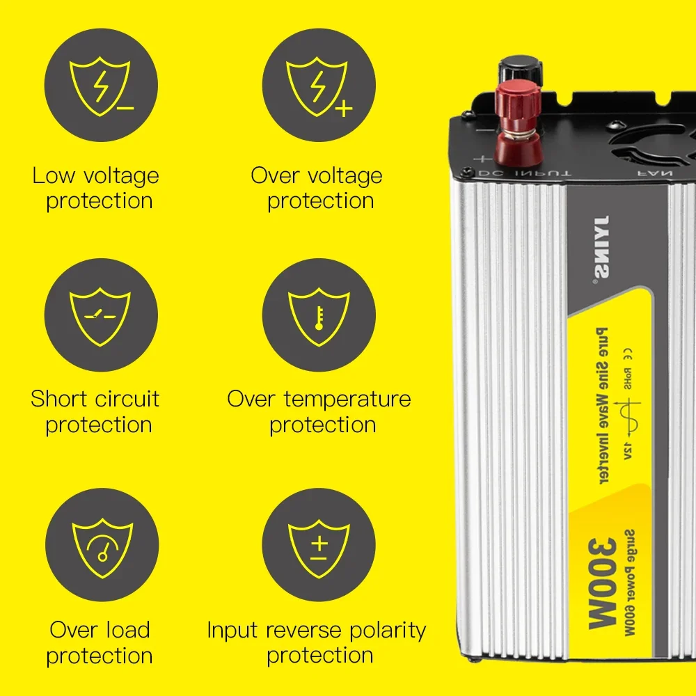 Pure Sine Wave 300W 12V to 220V Car Inverter for Home & Automotive Use