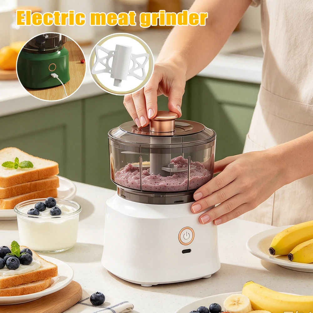 Kitchen Multifunctional Food Processor Wireless Meat Grinder Electric Garlic Masher Baby Food Maker USB Rechargeable Easy Clean