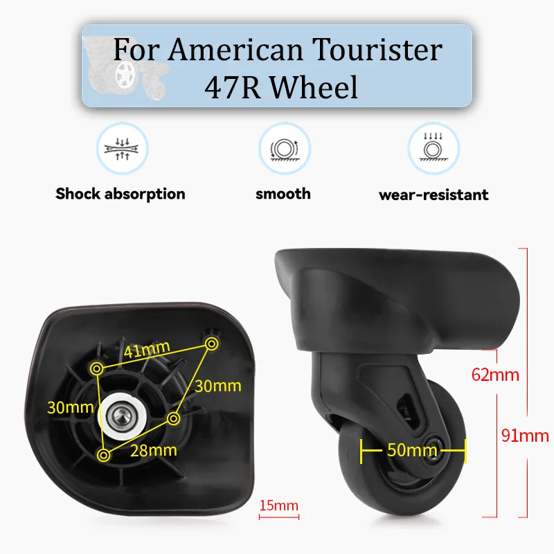 

For American Tourister 47R Universal Wheel Replacement Suitcase Rotating Smooth Silent Shock Absorbing Wheel Accessories Wheel