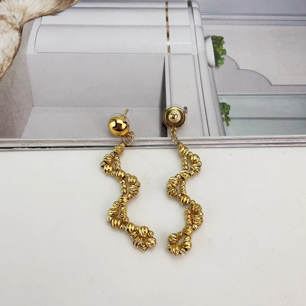 EMMA موضة دبي مطلية بالذهب الخرز القلائد أقراط خواتم مجموعات المجوهرات الجميلة للنساء هدايا مجوهرات حفلات الزفاف FHK21371