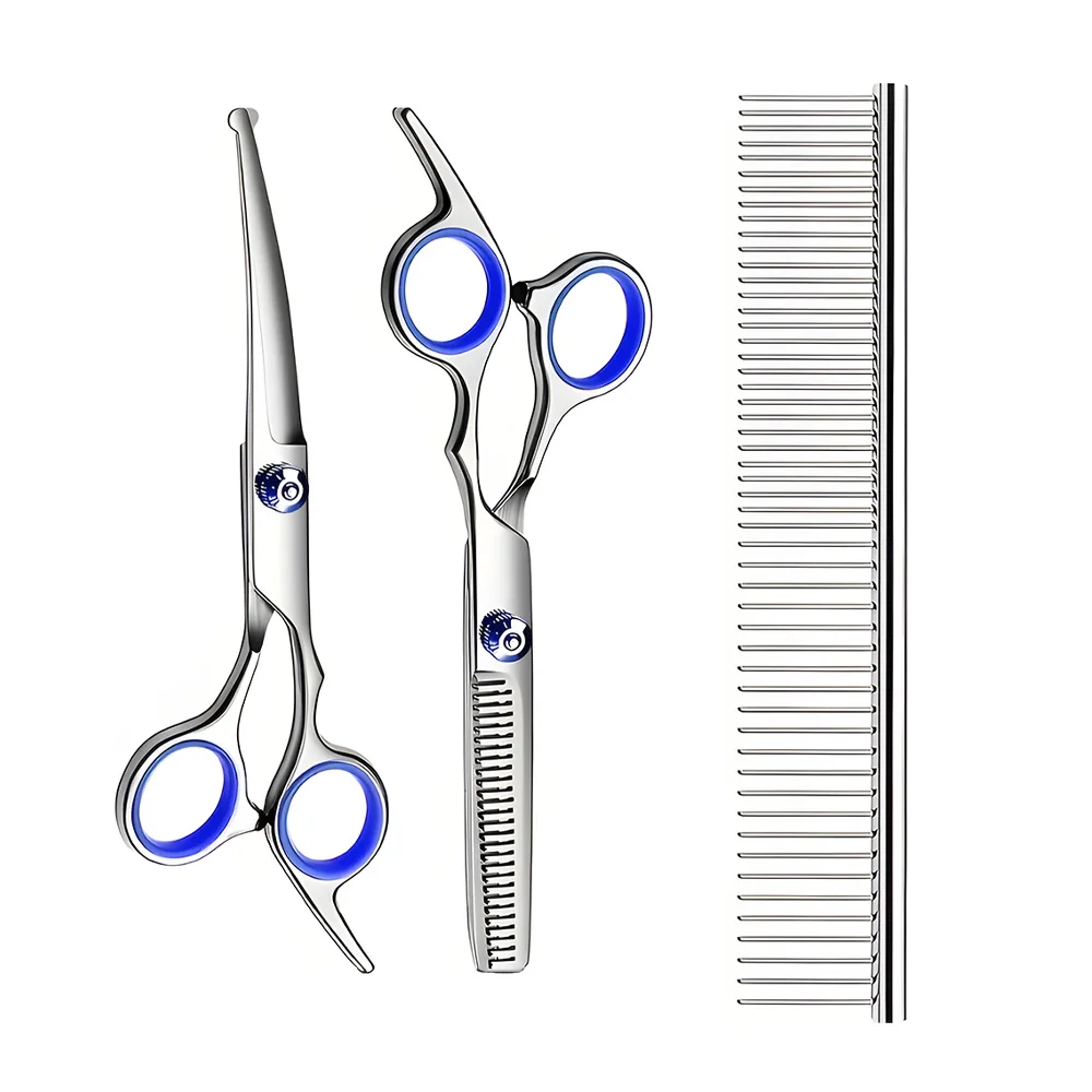 Professional Pet Grooming Scissors Kit-Safe Stainless Steel Tools for Dogs Cats-Perfect for Trimming Shaping And Styling Pet