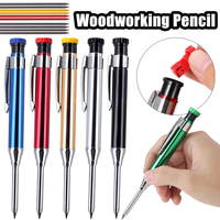 3Pcs/Set Multicolour New Deep Hole Woodworking Mechanical Pencil Set with Built-in Sharpener Carpenter Marking Drawing Tool